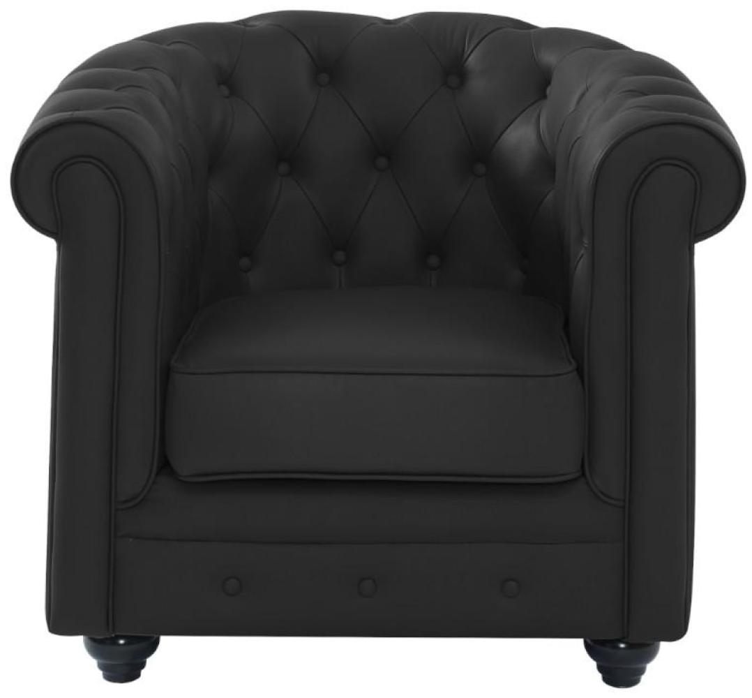 Vente-unique - Ledersessel - Büffelleder - Schwarz - CHESTERFIELD Bild 1