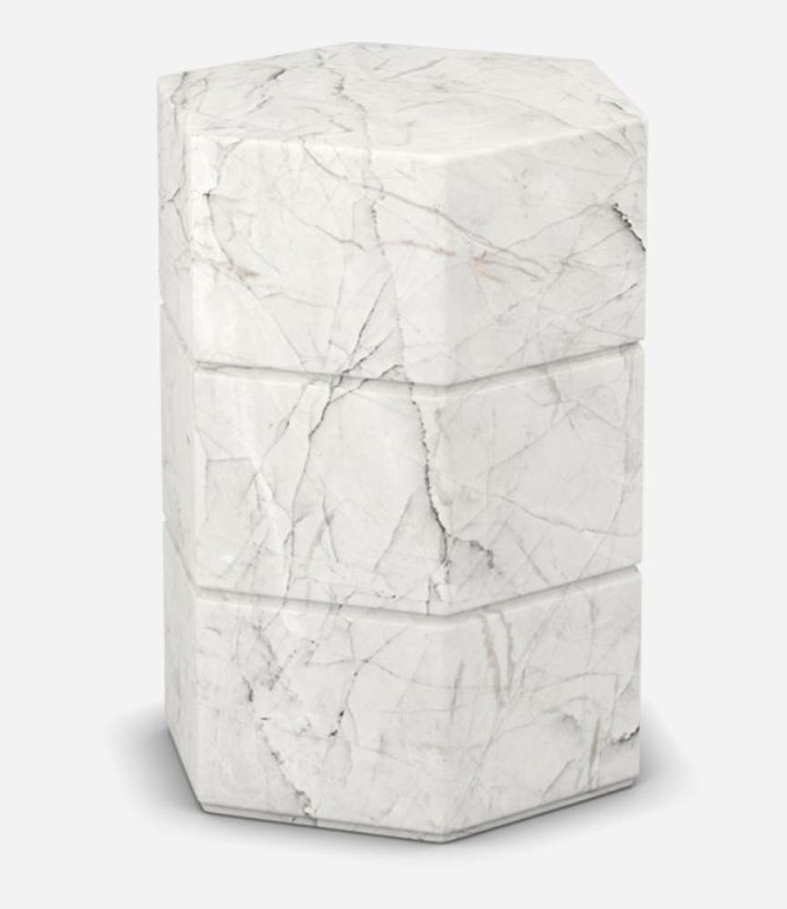 Casa Padrino Luxus Carrara Marmor Beistelltisch Weiß 40 x 40 x H. 60 cm - Wohnzimmer Möbel - Marmor Möbel - Luxus Qualität Bild 1