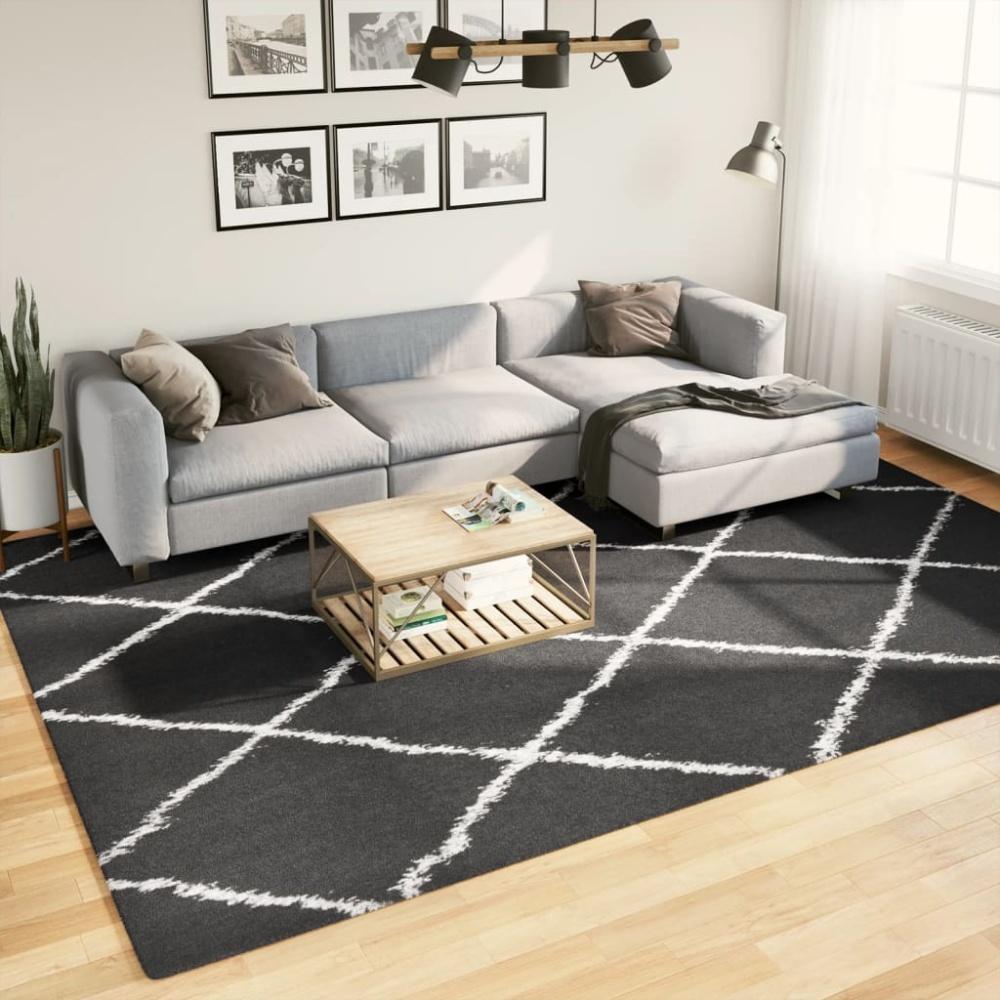 vidaXL Teppich Shaggy Hochflor Modern Schwarz und Creme 240x340 cm 375417 Bild 1