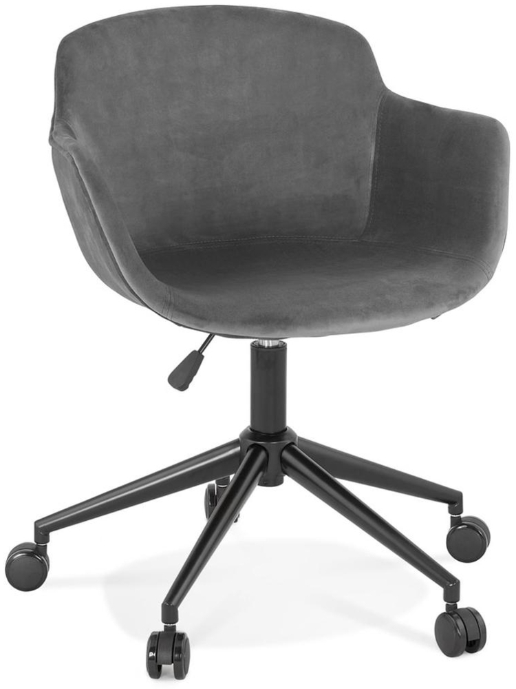 Ergonomischer Bürostuhl | Konferenz & Besucherstuhl mit hoher Rückenlehne | Samt Drehstuhl für Office & Meeting | Modern Design | Anthrazit, 59x54cm | Pilano von Kadima Design Bild 1