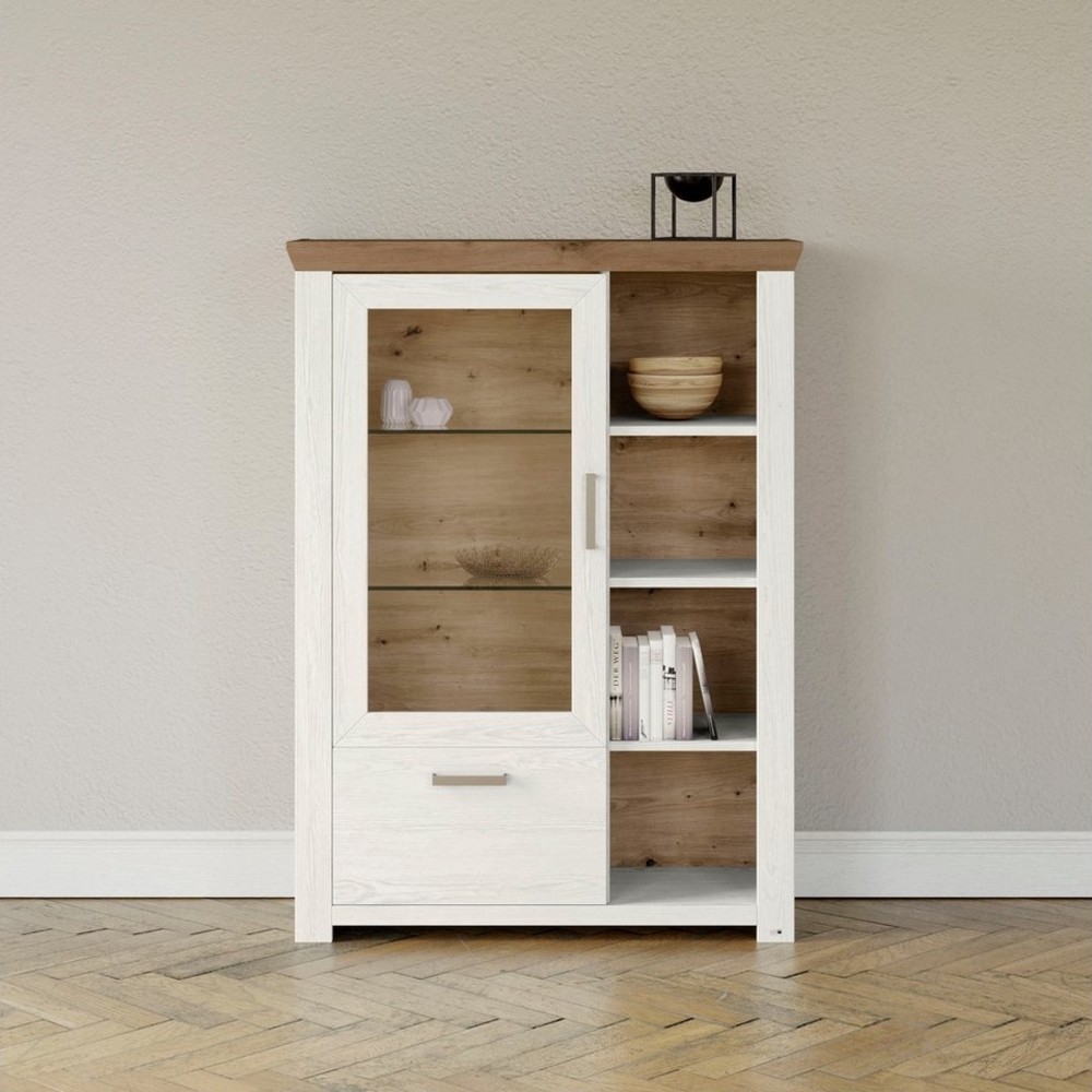 set one by Musterring Highboard York, Typ 13 und 14, mit Glastür und Schubkasten, 3 Farbvarianten, B 105 cm Bild 1