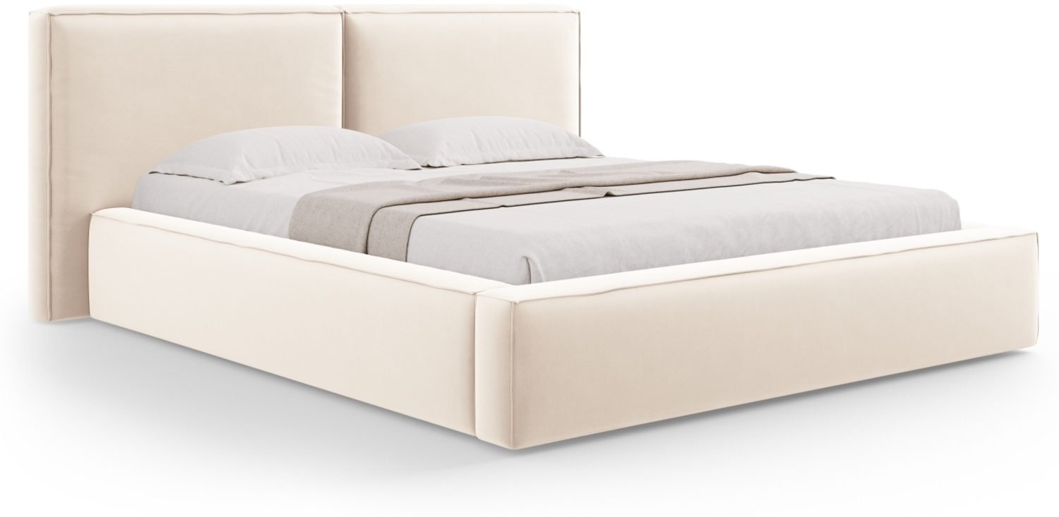 Micadoni Bett Jodie Samtstoff Bluvel Helles Beige 160x200 Bild 1