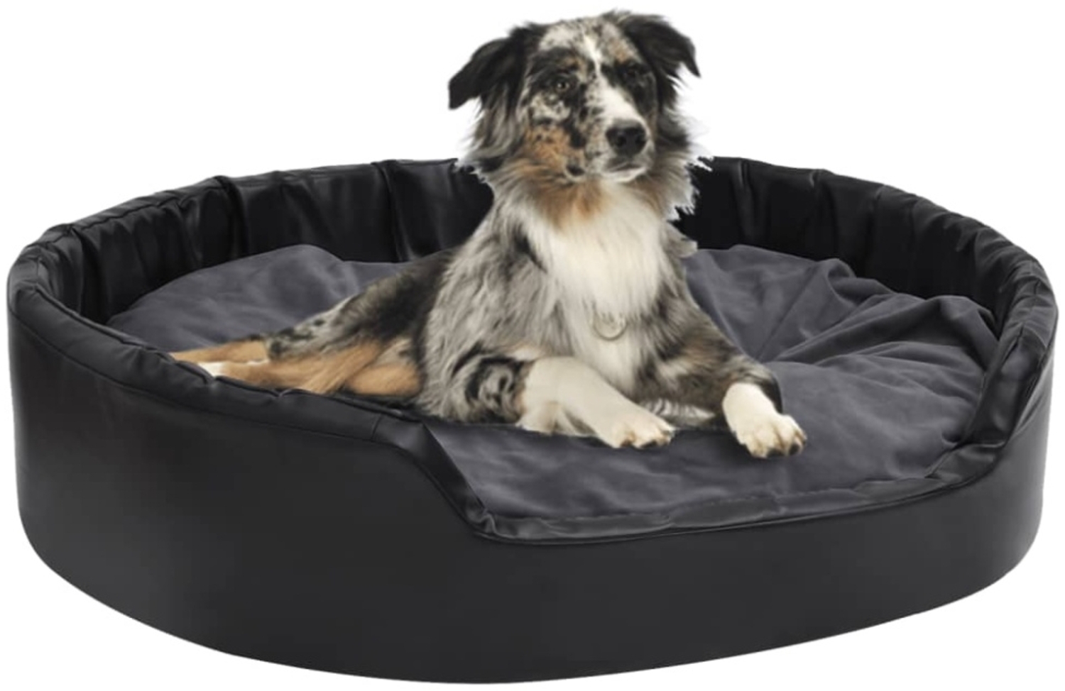 vidaXL Hundebett Schwarz-Dunkelgrau 99x89x21 cm Plüsch und Kunstleder 171268 Bild 1