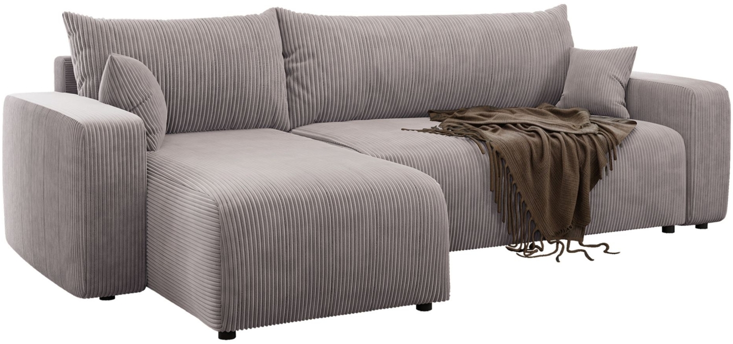 Selsey 'Pianoni' Ecksofa mit Schlaffunktion, Stauraum und Cordbezug, beige, 83 x 244 x 140 cm Bild 1