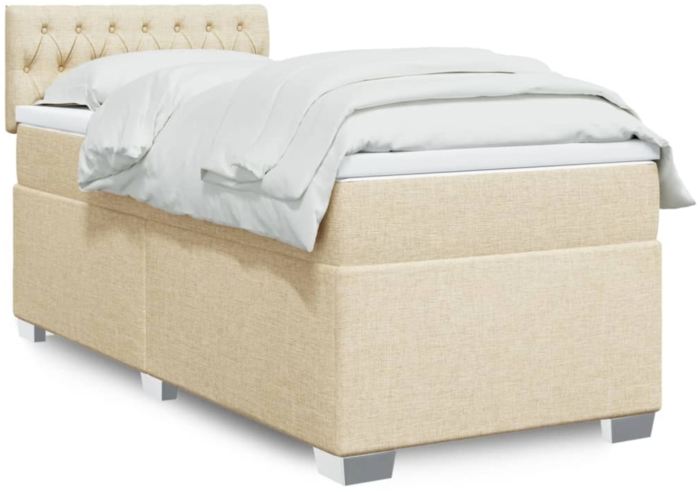 vidaXL Boxspringbett mit Matratze Creme 90x190 cm Stoff 3285755 Bild 1