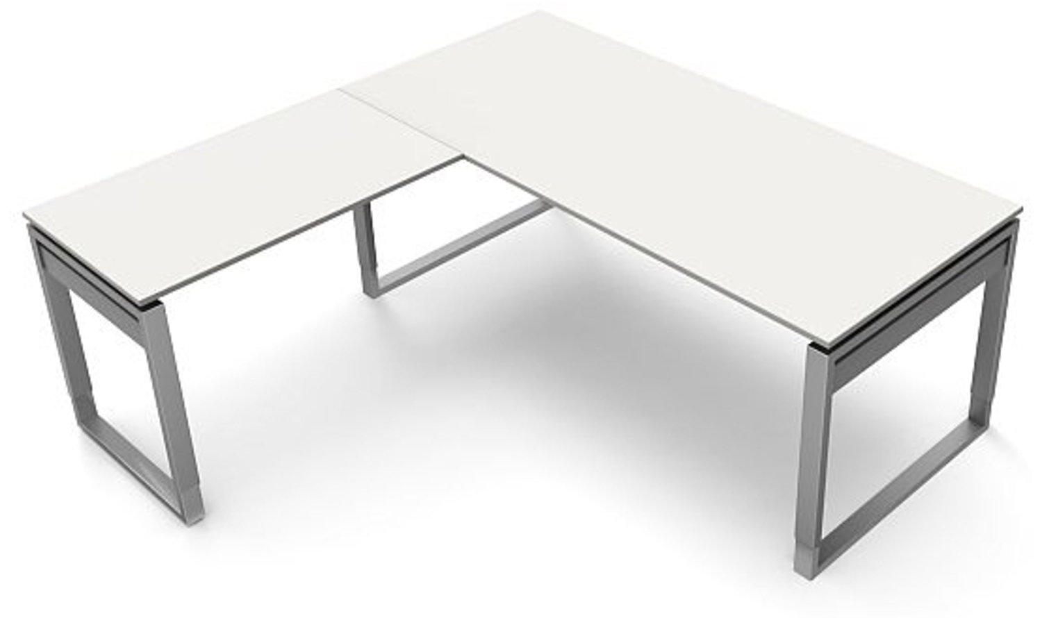 Kerkmann Schreibtisch 4053 Form 5 180x80x68-82 cm Bügel-Gestell höhenverstellbar mit Anbautisch Weiß Bild 1