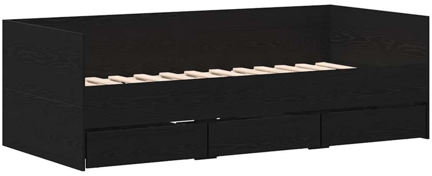 vidaXL Tagesbettgestell mit Schubladen Schwarze Eiche 90 x 190 cm 3333998 Bild 1