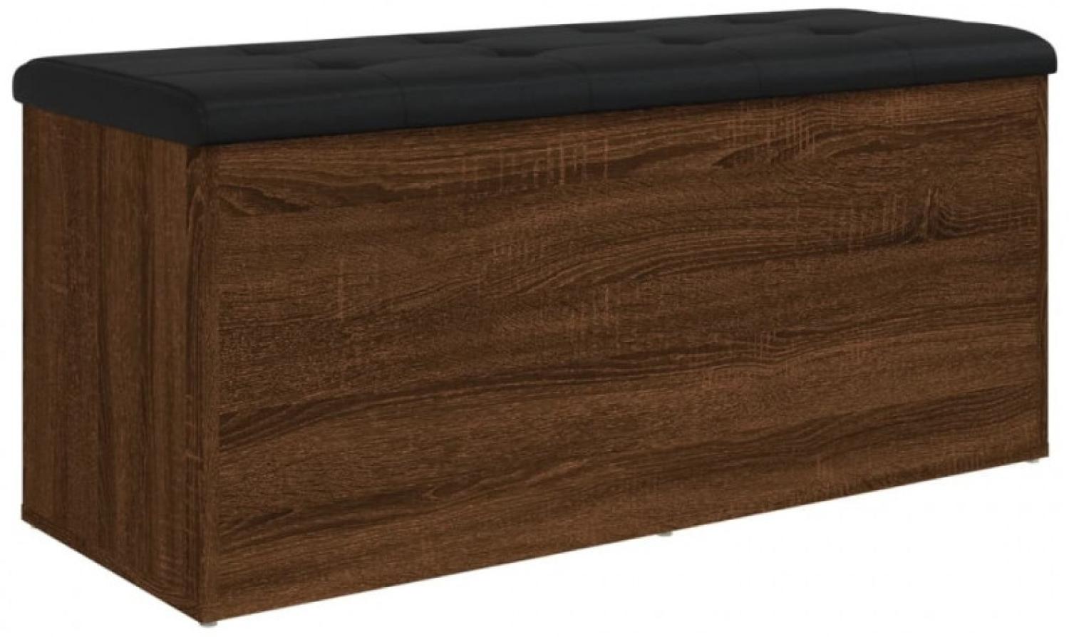 Sitzbank mit Stauraum, Holzwerkstoff, Braun-Eichen Optik, 102x42x45 cm Bild 1