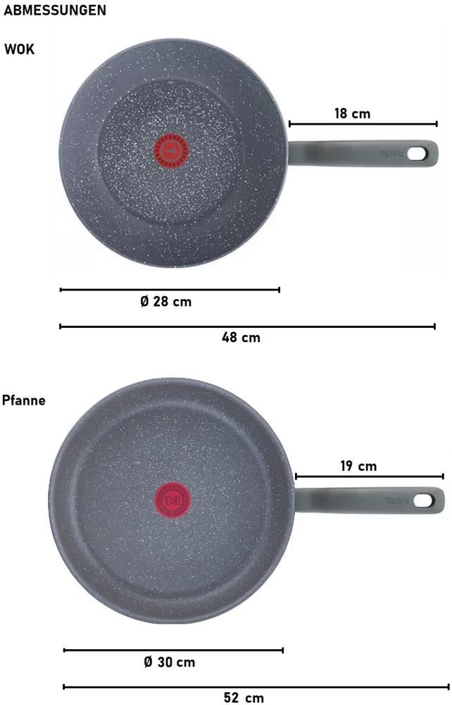 Tefal G13410 Healthy Pfannenset Induktion, Wok 28cm & Pfanne 30cm 1 Glasdeckel 28 cm Alle Herdarten Bild 1