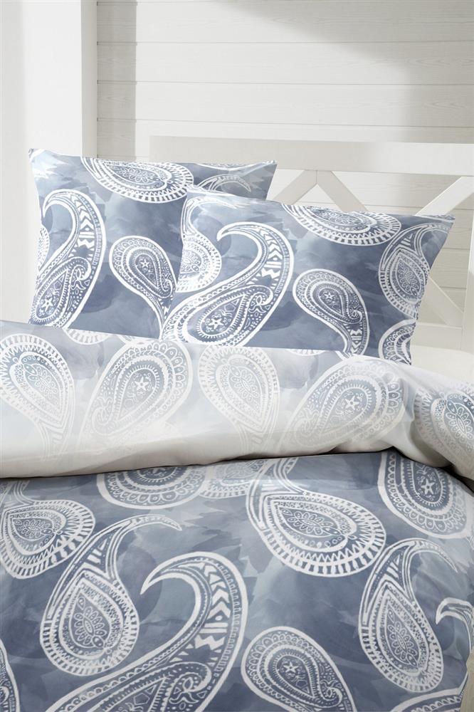 Primera Mako-Satin Bettwäsche 155x220 Paisley jeansblau 2-tlg. 243174-3 Bild 1