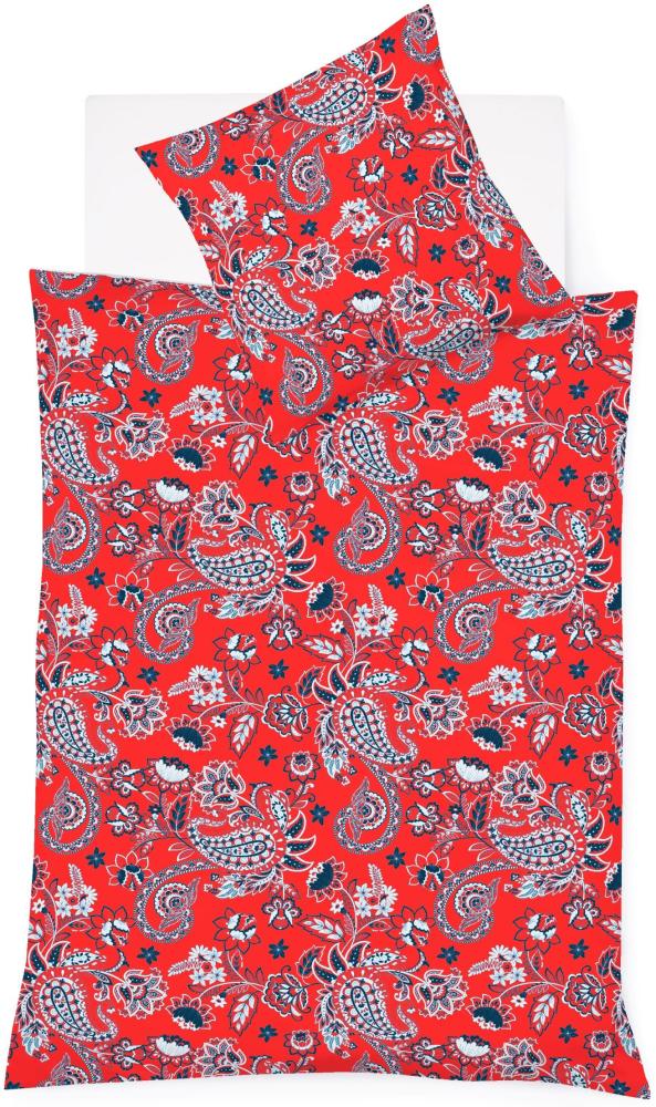 Fleuresse Mako-Satin Bettwäsche 155x220 Paisley blau rot 114285-09 Bild 1