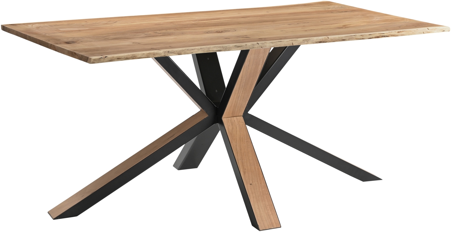 Esstisch Baumkante massiv Akazie natur 180 x 90 Metall Spider-Gestell schwarz außen Holz MIAMI 137801299 Bild 1