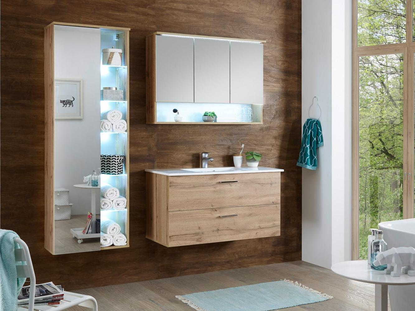 Badezimmer-Set >Bella< (3-teilig) in Wildeiche aus Glas - 165x190x45cm (BxHxT) Bild 1