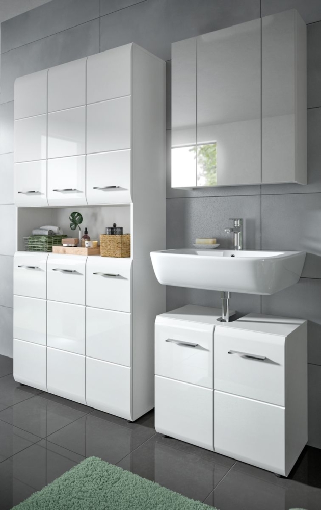 Badmöbel Set Cover in weiß Hochglanz 3-teilig 165 cm Bild 1