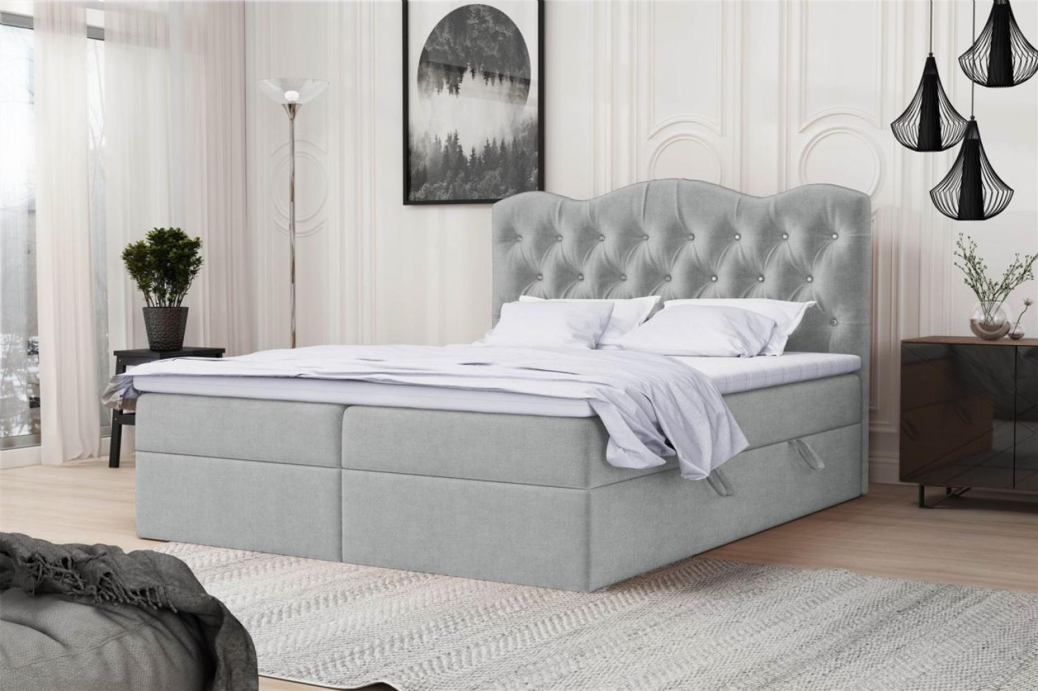 Boxspringbett Schlafzimmerbett LODOS 200x200cm Stoff Perfect Harmony Lichtgrau Bild 1