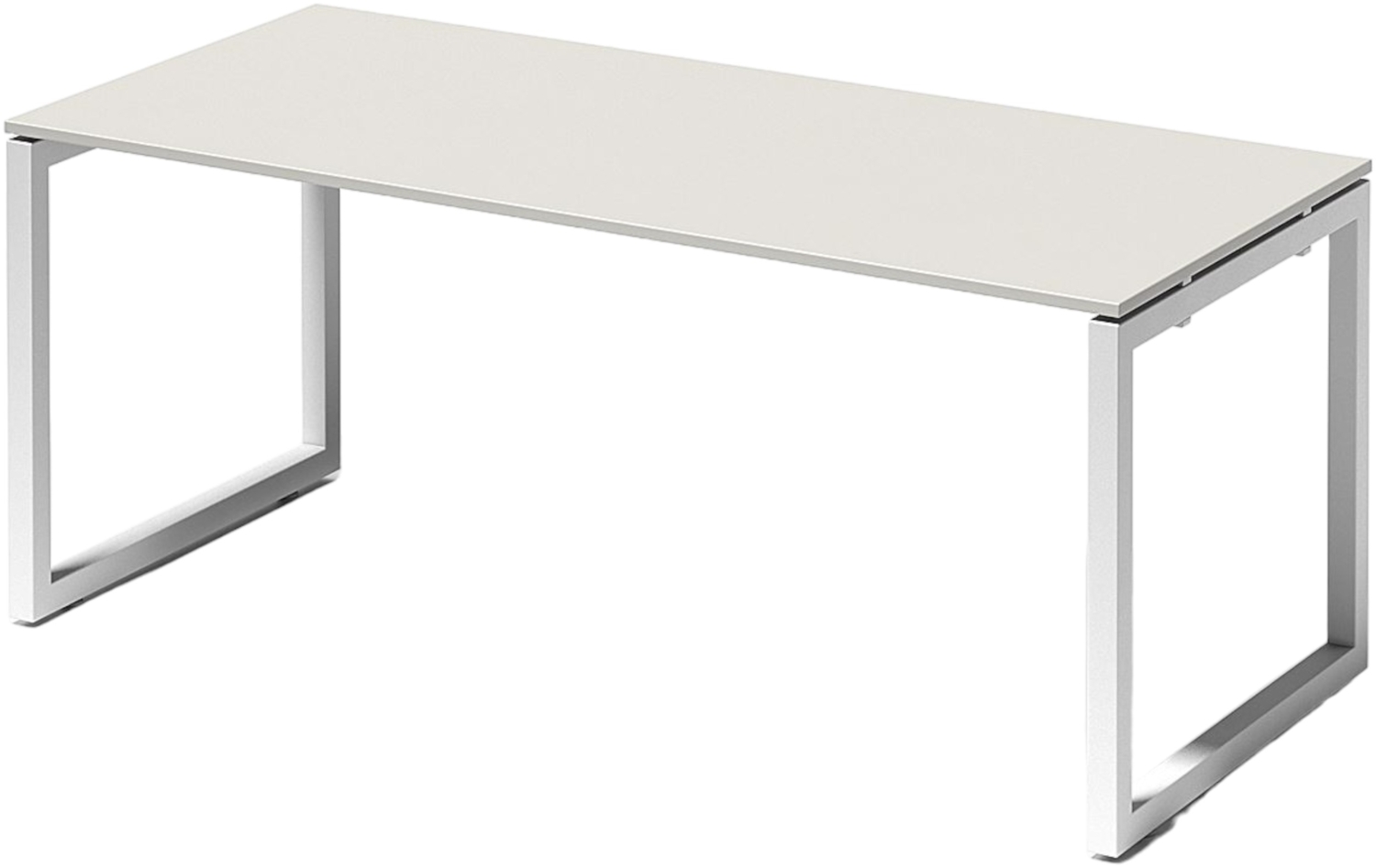 Bisley Cito Schreibtisch 180x80 cm, Tischplatte in grau, O-Gestell in Weiß - Bürotisch & Computertisch, PC Tisch für's Büro, Arbeitshöhe: 74 cm, DOF1808-GW-396 Bild 1