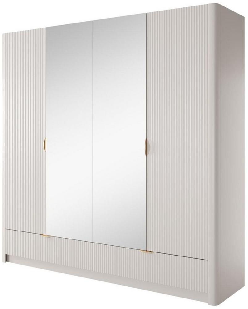 Compleo Kleiderschrank mit Spiegel, Drehtürenschrank mit 2 Schubladen,viertürig BELLO Glamour Design Bild 1