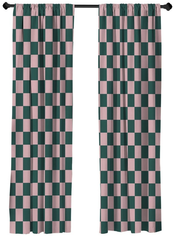 Abakuhaus Gardine Vorhang für Wohnzimmer Schlafzimmer Dekor, Microfaser, Checkers Spiel Rautenmuster im Monochromen Stil Bild 1