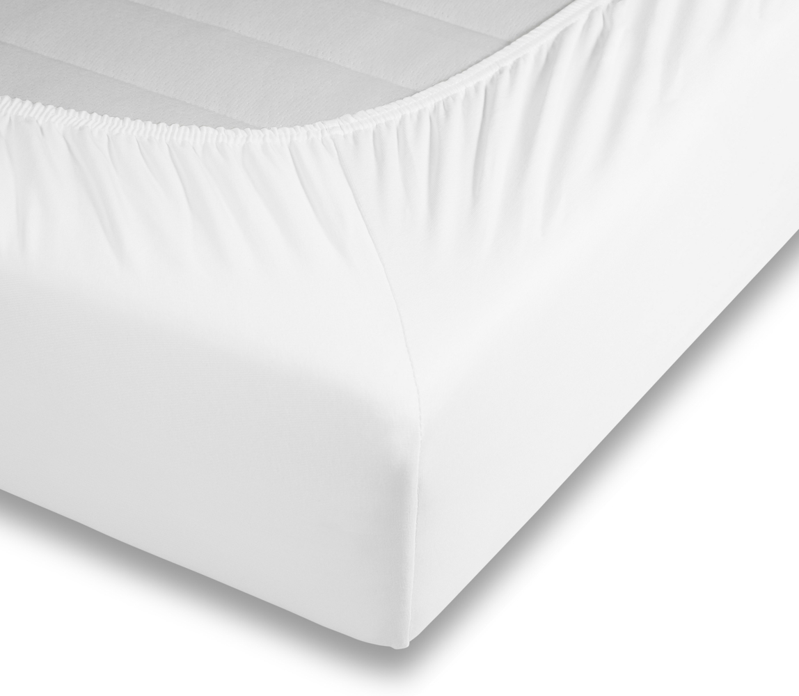 Traumhaft gut Schlafen – Spannbetttuch, hochwertige Qualität, trocknergeeignet, Farbe: Weiß, Größe: 120-130 cm x 180-220 cm Bild 1
