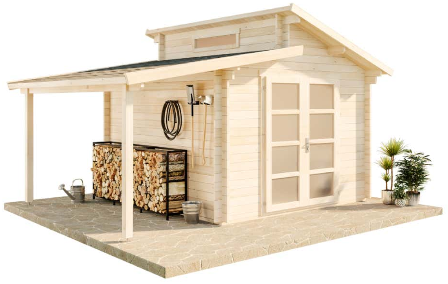 Alpholz Gartenhaus Aktiva mit Schleppdach Gartenhaus aus Holz in Braun Holzhaus mit 40 mm Wandstärke inklusive Schleppdach Blockbohlenhaus mit Montagematerial Bild 1