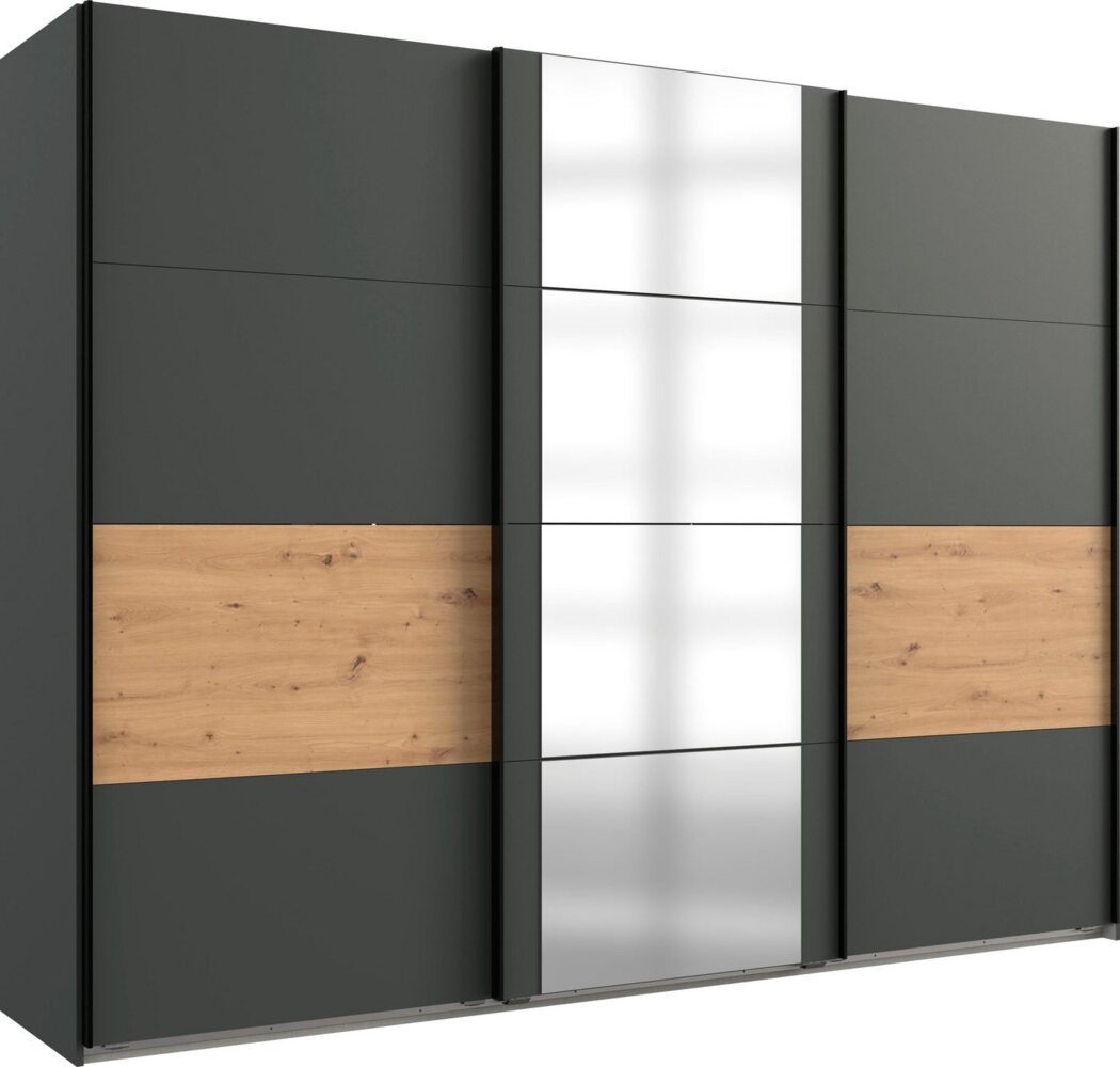 WIMEX Schwebetürenschrank Kleiderschrank Barmbek 270x64x208cm graphit Artisan Eiche Spiegel Bild 1