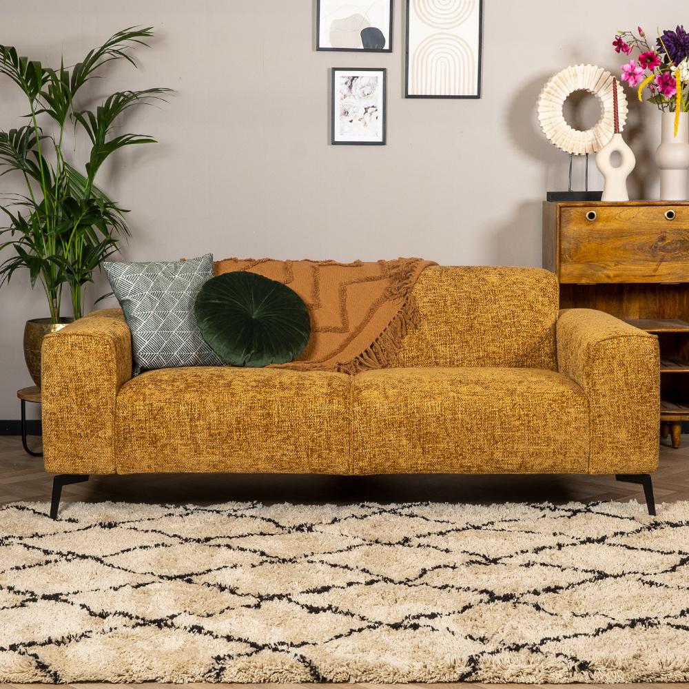 Bronx71 Design Sofa Vegas 2,5-Sitzer Chenille ockergelb/cognac Bild 1