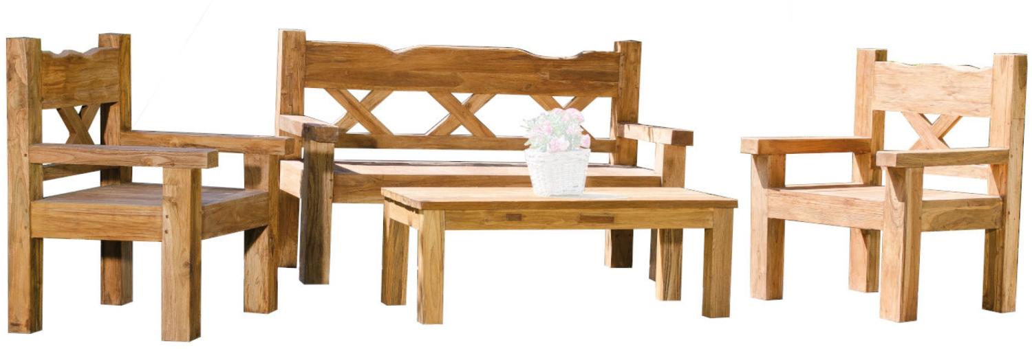 Sonnenpartner 4-teilige Lounge-Sitzgruppe Jumbo Charleston Old Teak Loungegruppe Bild 1