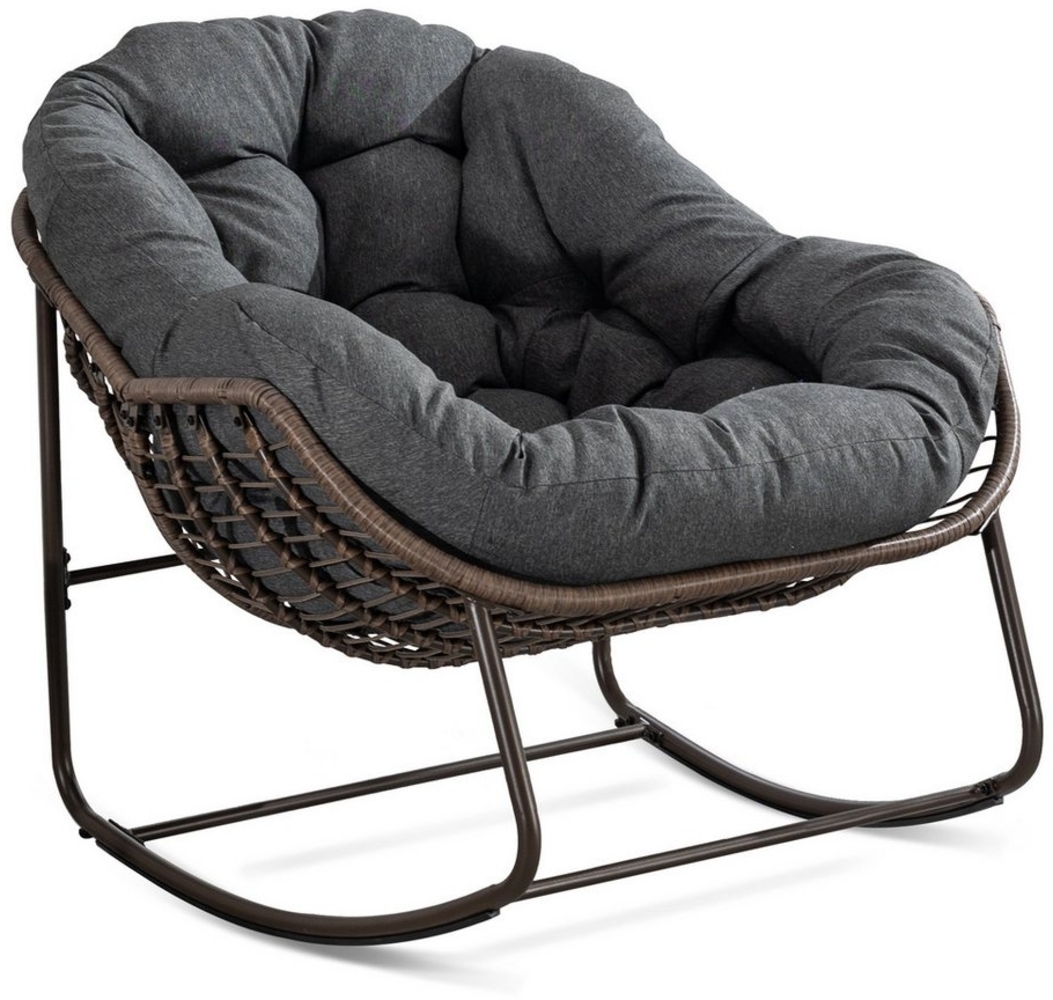 JOIVI Schaukelstuhl Rattansessel,Schaukelsessel, Wohnzimmersessel, Getell aus Stahl, für Wohnzimmer, Flur, Garten, Terrasse Bild 1