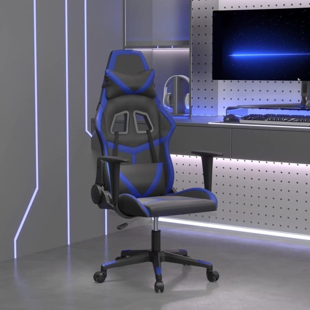 vidaXL Gaming-Stuhl mit Massagefunktion Schwarz und Blau Kunstleder 345423 Bild 1