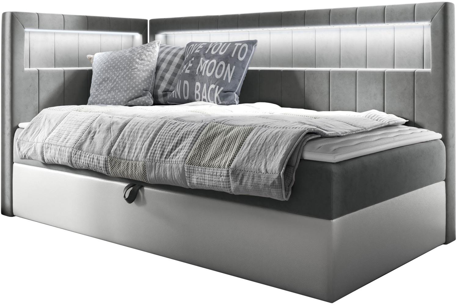 Boxspringbett 'Gladino Junior 3' grau 90 x 200 cm Links Bild 1