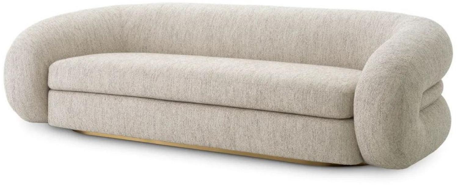 Casa Padrino Luxus Sofa Hellgrau / Messing 230 cm - Luxus Wohnzimmer & Hotel Möbel Bild 1