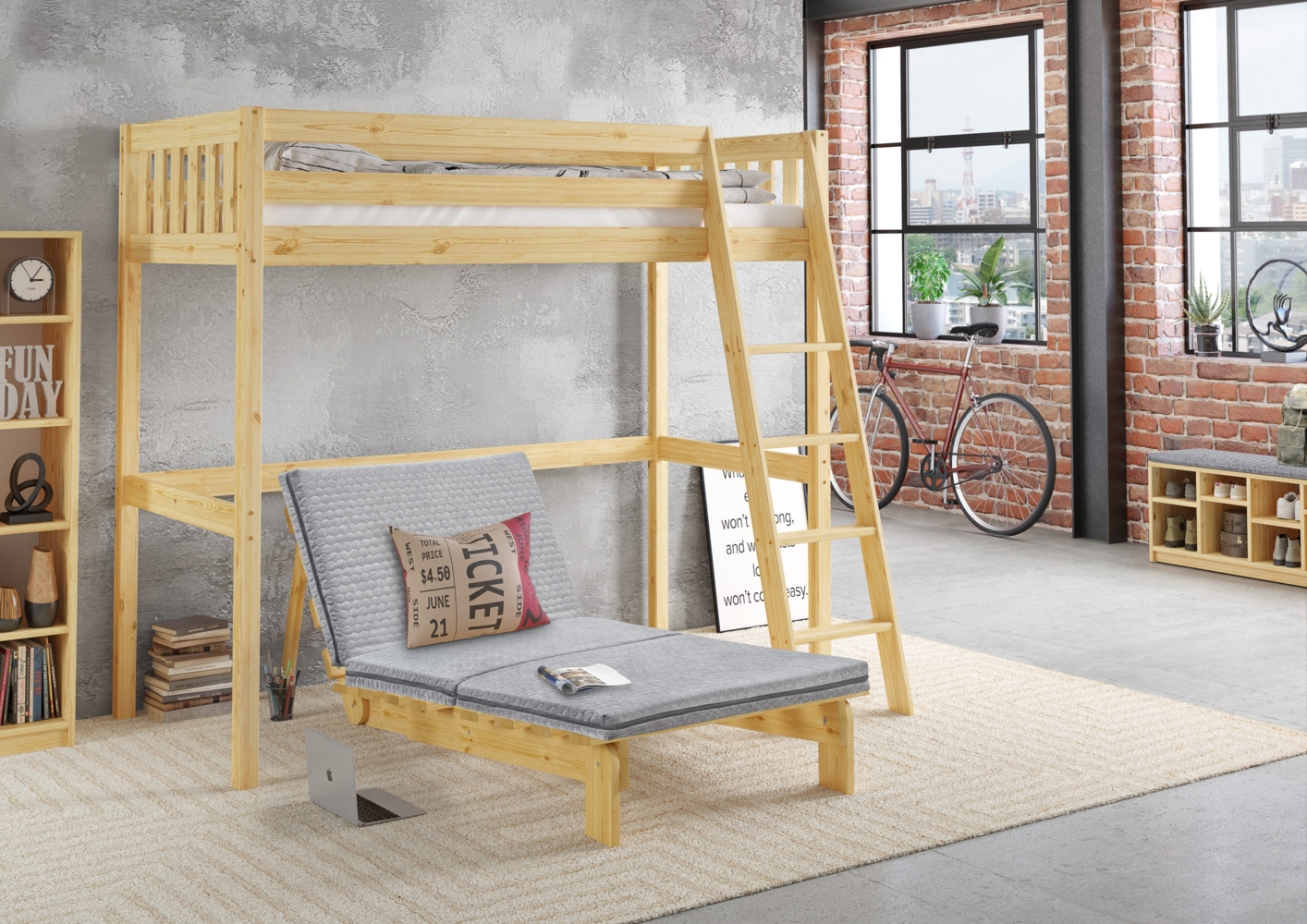 Schlafsofa Daybed Sessel Funktionsbett Faltbett Kiefer massiv mit und ohne Matratze V-60.49-08ohne Zubehör Bild 1