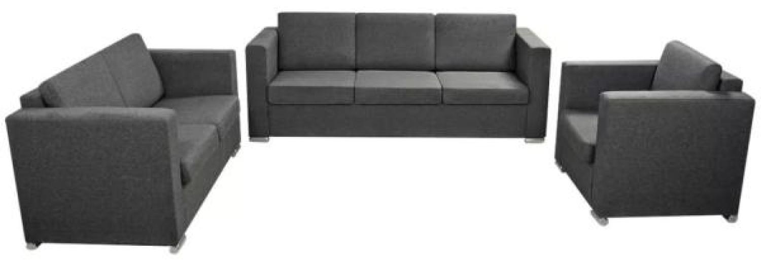 vidaXL Dreiteilige Sofagarnitur, Stoff Dunkelgrau Bild 1
