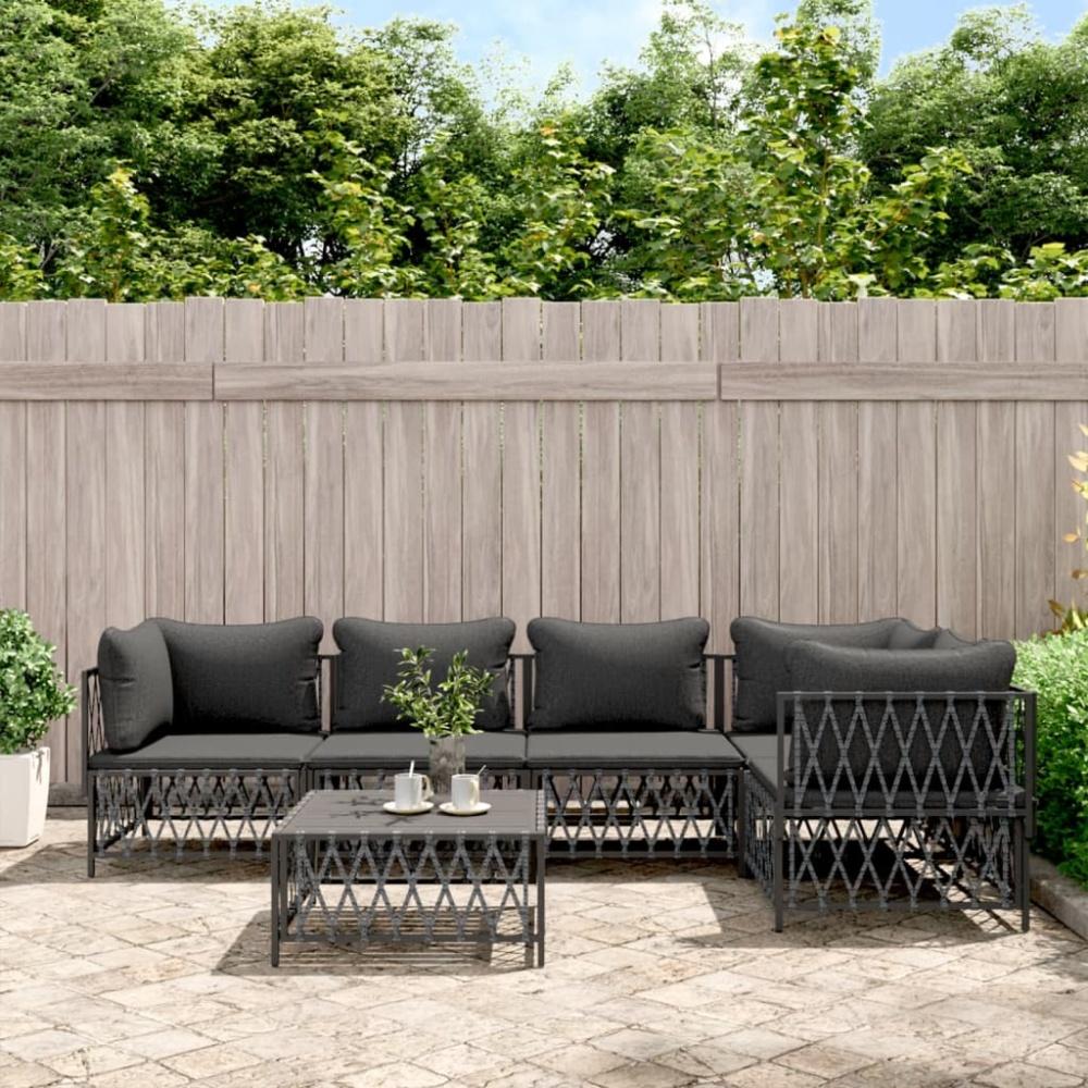 vidaXL 6-tlg. Garten-Lounge-Set mit Kissen Anthrazit Stahl 3186875 Bild 1