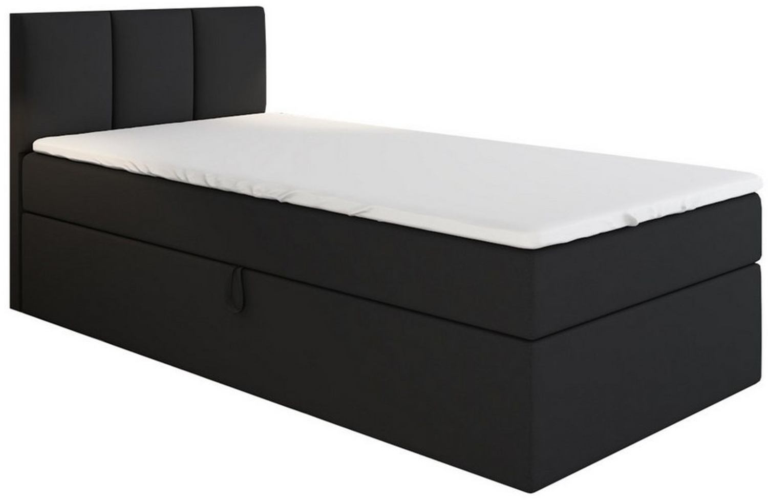 A&J MöbelLand GmbH Boxspringbett Einzelbett NASI mit Bettkasten, Topper und gepolstertem Kopfteil. (Boxspringbett mit Bettkasten und gepolstertem Kopfteil. Gratis Topper – nur jetzt erhältlich!, Kostenlose Lieferung! TOP ANGEBOT), Länge 208 cm Höhe 106 cm Bild 1