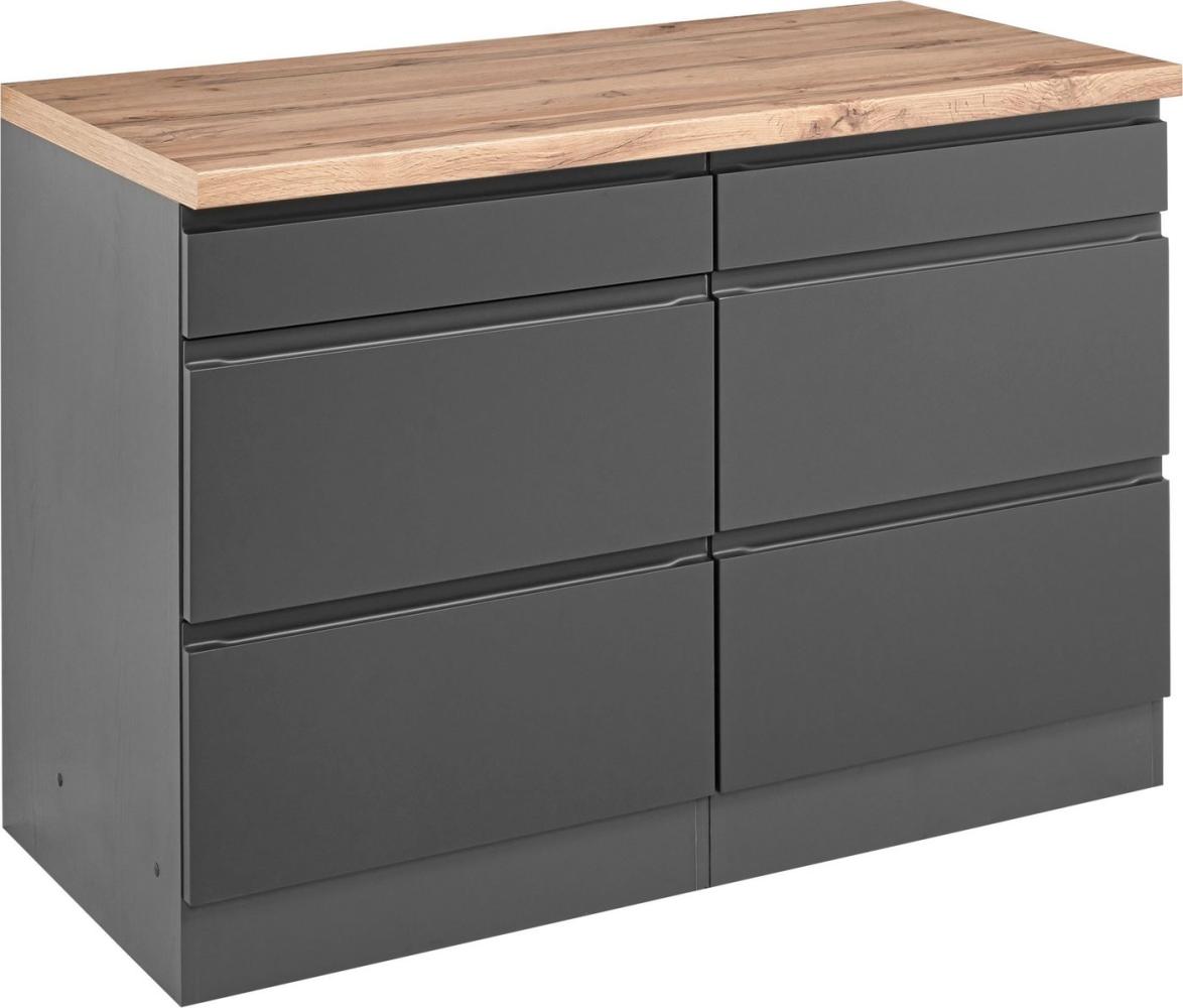 KOCHSTATION Unterschrank KS-Bruneck >>Bruneck<< 120 cm breit, für viel Stauraum, hochwertige MDF-Fronten Bild 1