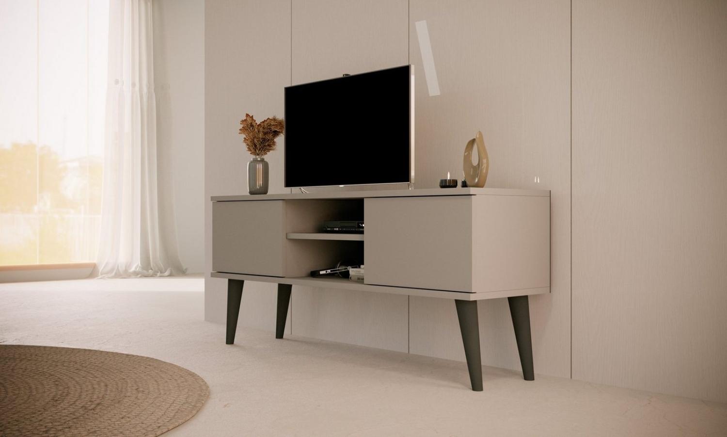 Bjird Lowboard TV-Schrank "Toronto" (2 Schranktüren, 2 Ablagefächern und Kabelöffnung), Breite 120 cm, Beine aus Buchenholz, für Fernseher bis zu 50 Zoll Bild 1