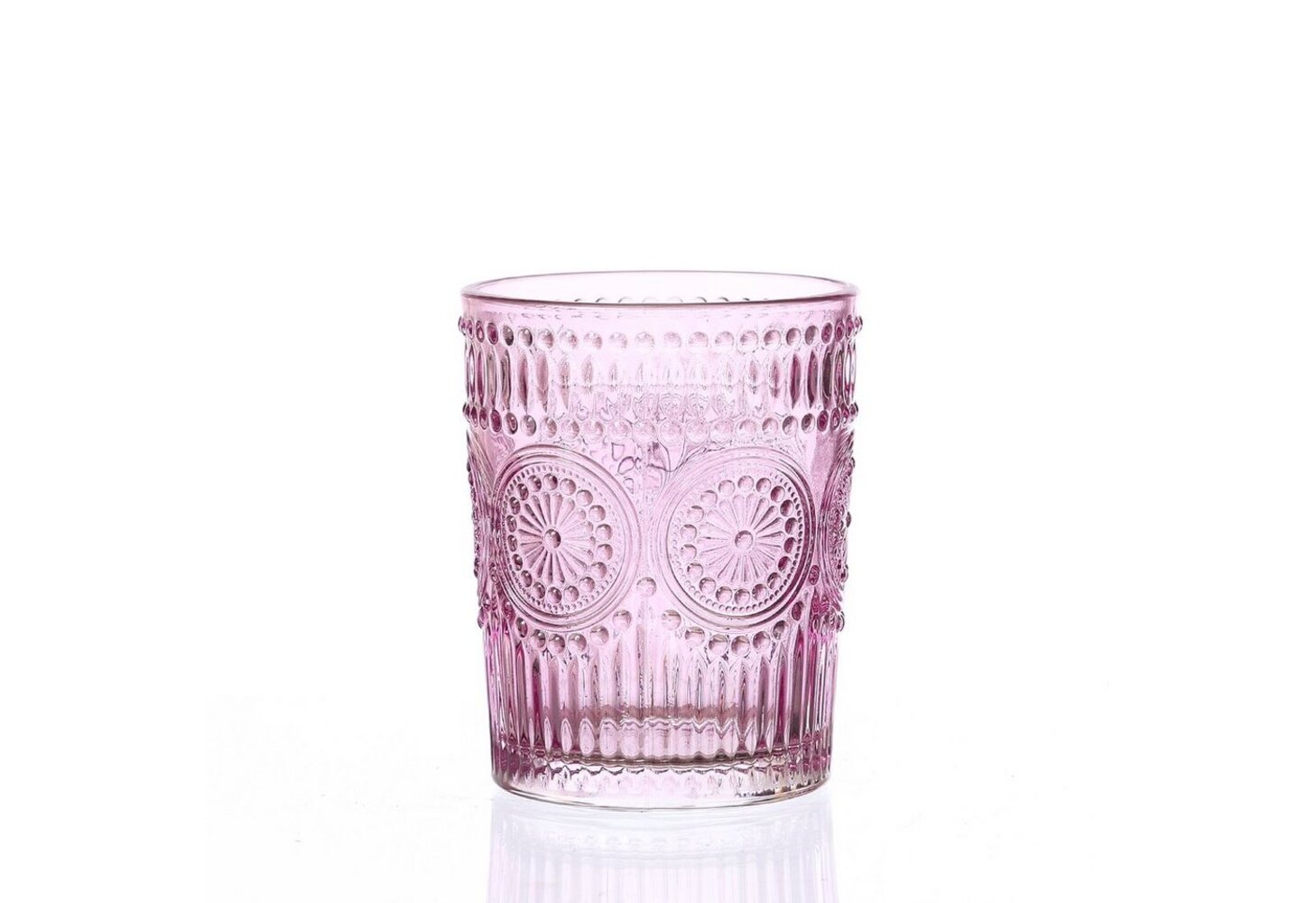 Trinkglas Vintage - Glas - 280ml - H: 10cm - mit Muster - lila Bild 1