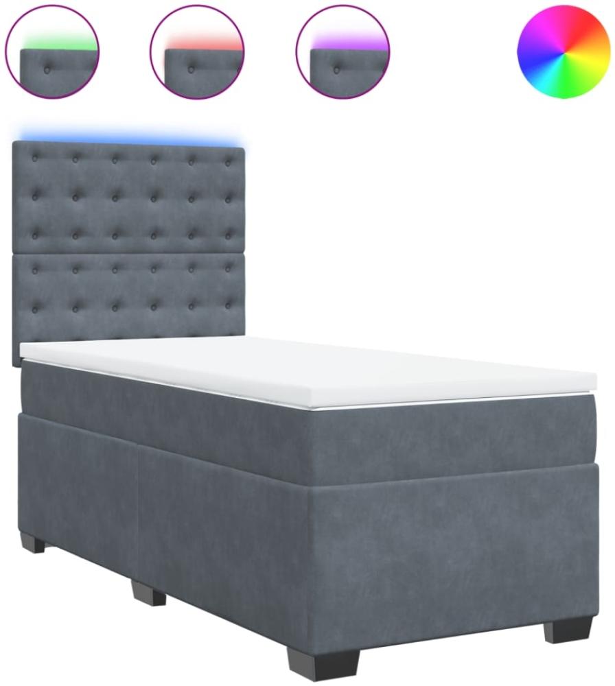 vidaXL Boxspringbett mit Matratze Dunkelgrau 80x200 cm Samt 3293075 Bild 1