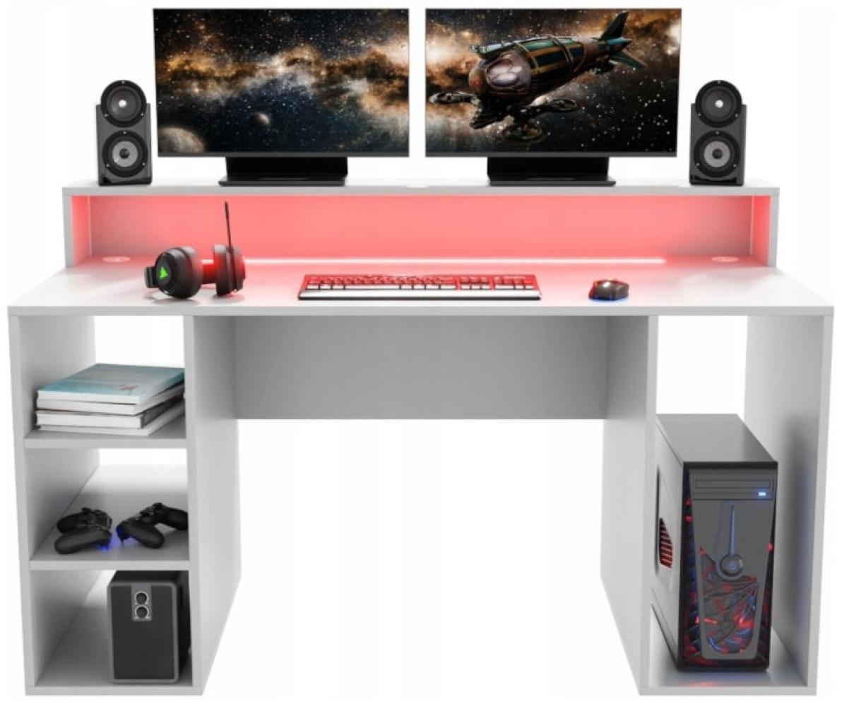 Gaming Tisch LENI + LED, 150 x 74 x 70, weiß Bild 1