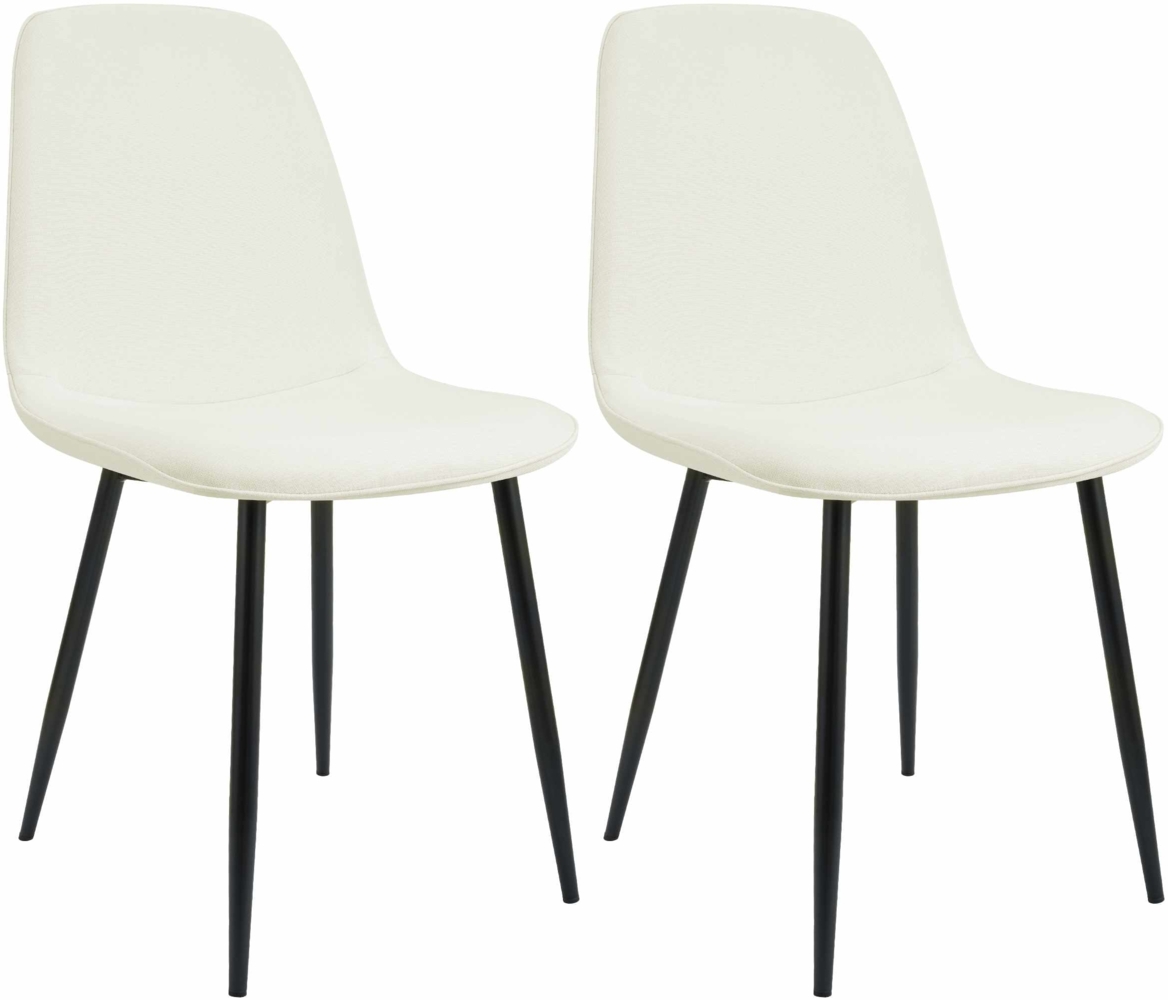 CLP 2er Set Esszimmerstuhl Maryam gepolstert mit Rückenlehne,creme Stoff Bild 1