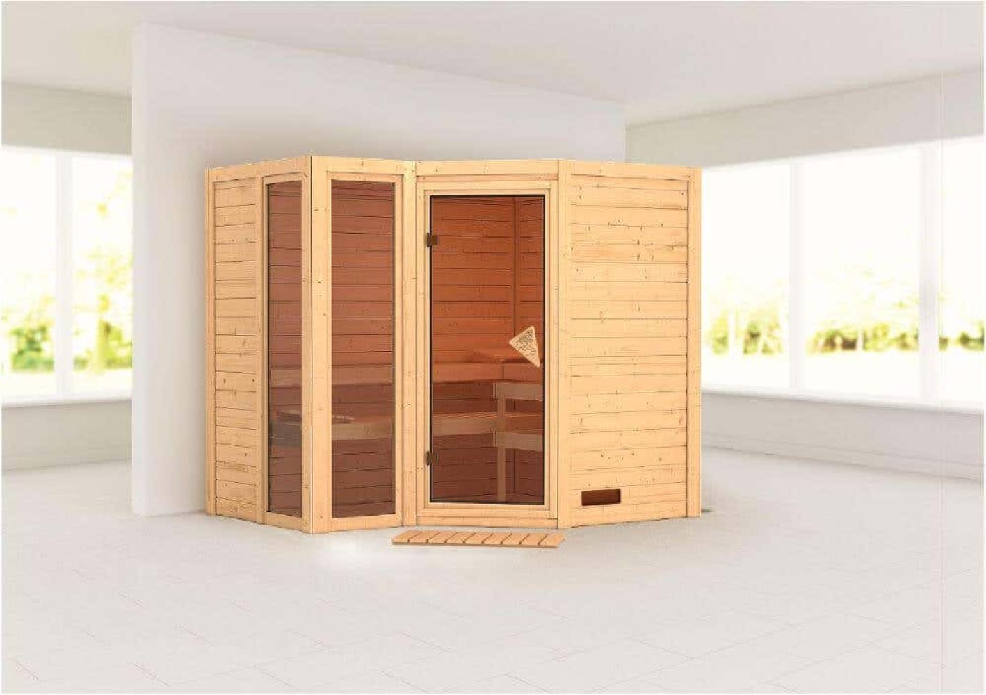 Karibu Sauna Innenkabine Amara Innensauna 3 Sitzbänke aus Holz Saunakabine mit 40 mm Wandstärke Dampfsauna mit Montagematerial Bild 1