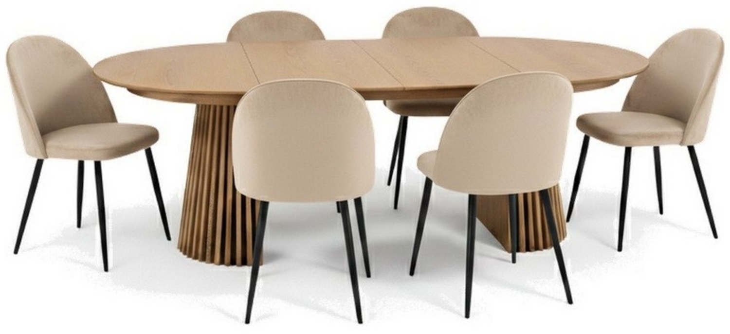 ebuy24 Essgruppe Tokyo Essgruppe Esstisch natur, 6 Stühle aus beige, (7-tlg) Bild 1