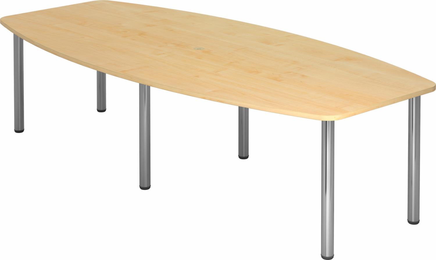 bümö Konferenztisch oval 280x130 cm großer Besprechungstisch in Ahorn, Besprechungstisch mit Chromfüßen, Meetingtisch für 10 Personen, XXL-Tisch für Besprechungsraum & Meeting, KT28C-3 Bild 1