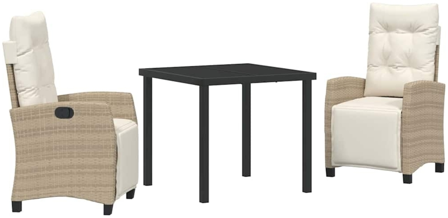 vidaXL Garten Essgruppe 3 pcs Beige Poly-Rattan 3380442 Bild 1