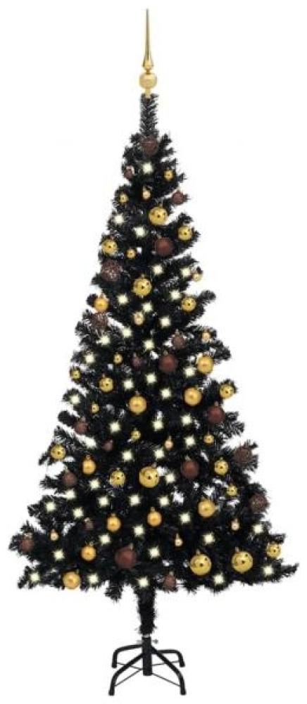 vidaXL Künstlicher Weihnachtsbaum Beleuchtung & Kugeln Schwarz 180 cm 3077504 Bild 1