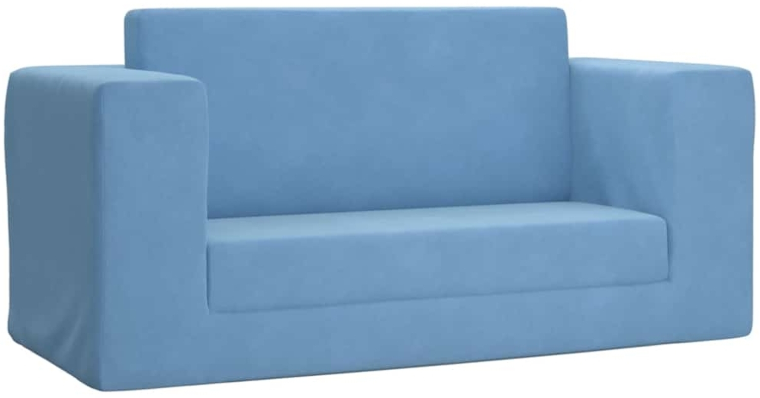 vidaXL Kinder-Schlafsofa 2-Sitzer Blau Weicher Plüsch 357038 Bild 1