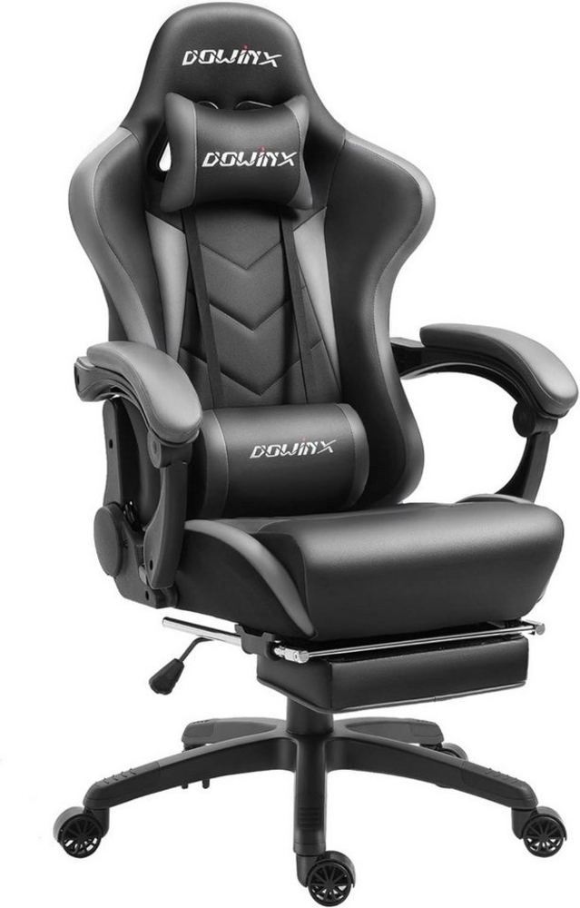 Dowinx Gaming-Stuhl Ergonomisches Design mit Lendenwirbelstütze und Fußstütze, Computer Bürostuhl Rückenlehne verstellbar Drehstuhl, Grau Bild 1