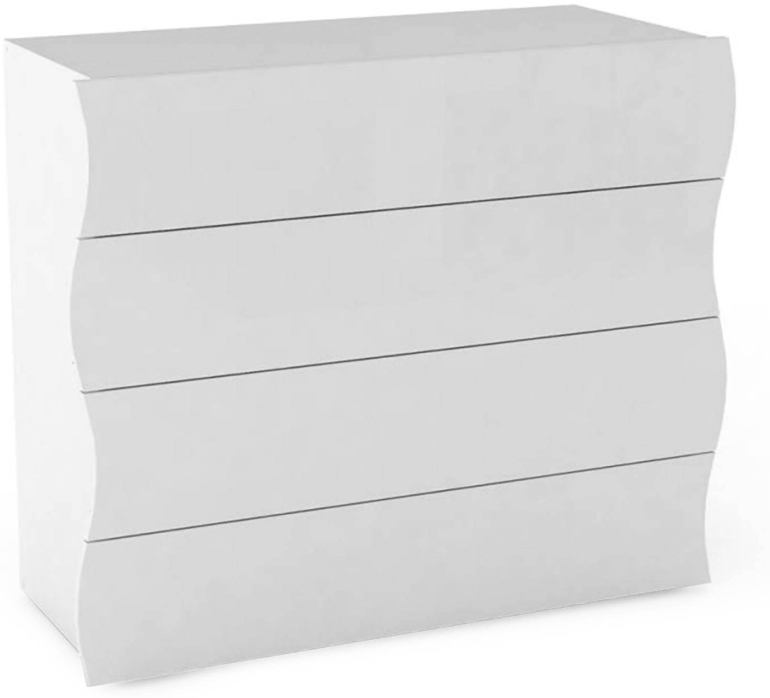 Dmora Kommode Hecate, Kommode mit 4 Schubladen, Schlafzimmerkommode, 100 % Made in Italy, 98 x 40 x 82 cm, glänzendes Weiß, Bild 1