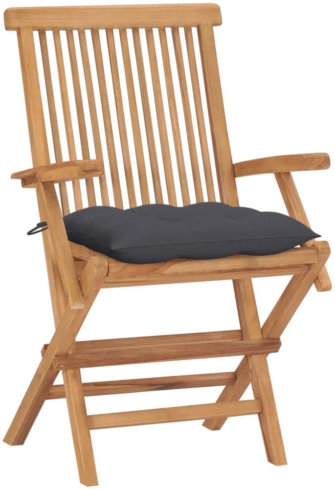 vidaXL Gartenstühle mit Anthrazit Kissen 4 Stk. Massivholz Teak 3065632 Bild 1